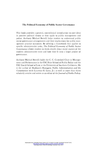 The Political Economy Of Public Sector Governance Anthony Michael Bertelli