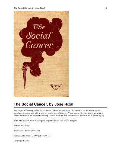The Social Cancer Large Print Jos Rizal