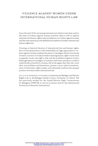 Violence Against Women Under International Human Rights Law Alice Edwards