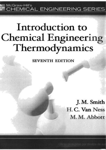 Introduction To Chemical Engineering Thermodynamics 7rd Ed J M Smith H C Van Ness