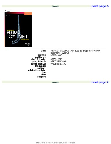 Microsoft Visual Cnet Step By Step John Sharp Jon Jagger