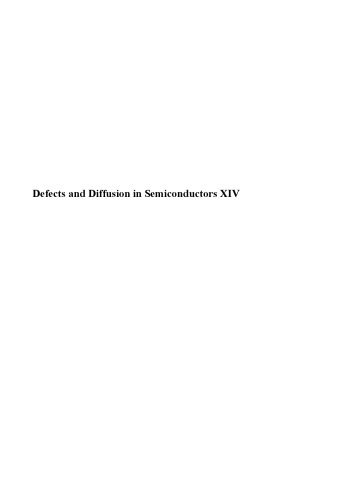 Defects And Diffusion In Semiconductors Xiv Trans Tech Publications