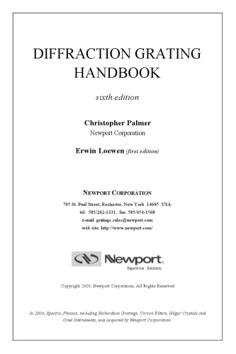 Diffraction Grating Handbook 6th Ed Christopher A Palmer E G Loewen