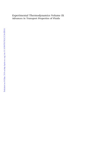 Advances In Transport Properties Of Fluids Ed By M J Assael