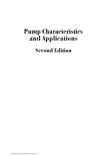 Pump Characteristics And Applications Michael Volk