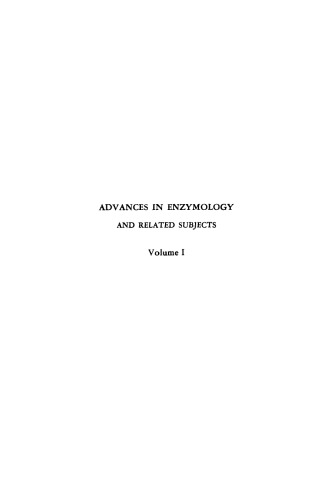 Advances In Enzymology And Related Areas Of Molecular Biology Eric J Toone F F Nord