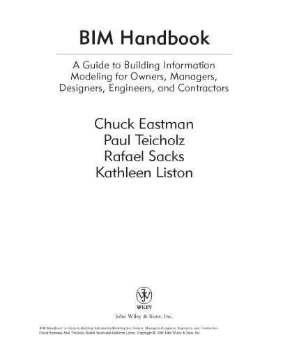 Bim Handbook A Guide To Building Information Modeling For Owners Managers Designers Engineers And Contractors Charles M Eastman Et Al