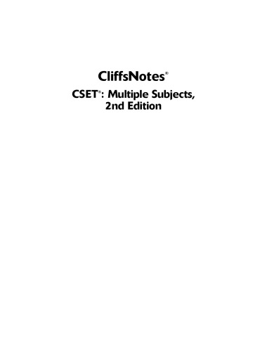 Cliffsnotes Cset Multiple Subjects 2 Rev Ed Jerry Bobrow Stephen Fisher