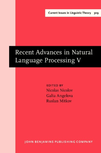 Recent Advances In Natural Language Processing V Selected Papers From Ranlp 2007 1st Nicolas Nicolov Ed