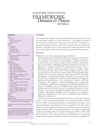 Occupational Therapy Practice Framework Domain And Process 3rd Edition American Occupational Therapy Association