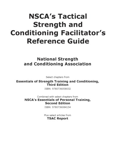 Nscas Tactical Strength And Conditioning Facilitators Reference Guide National Strength Conditioning Association Us