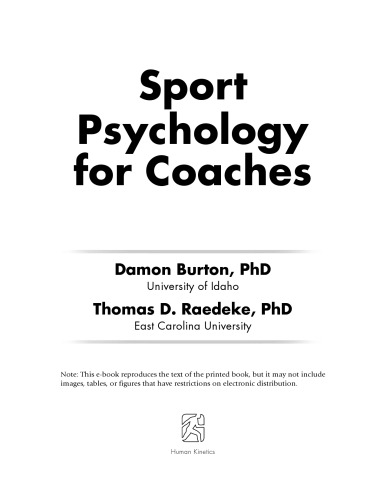 Sport Psychology For Coaches Damon Burton Thomas D Raedeke