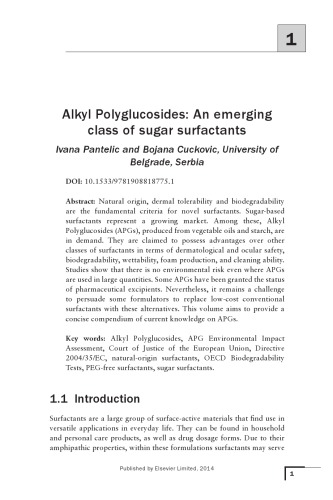 Alkyl Polyglucosides From Naturalorigin Surfactants To Prospective Delivery Systems Ivana Pantelic