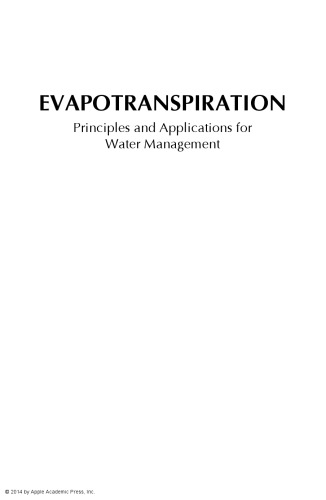 Evapotranspiration Principles And Applications For Water Management Megh R Goyal