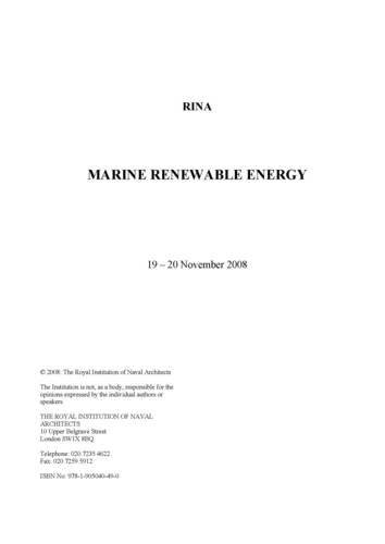 Marine Renewable Energy 19 20 November 2008