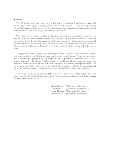 Amsi International Conference On Harmonic Analysis And Applications 1st Edition Xuan Duong