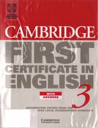 Cambridge First Certificate In English Students Book With Answers Cambridge Esol