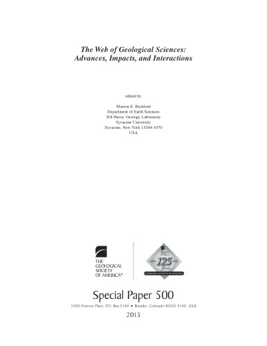 Web Of Geological Sciences Advances Impacts Interactions Marion E Bickford Editor