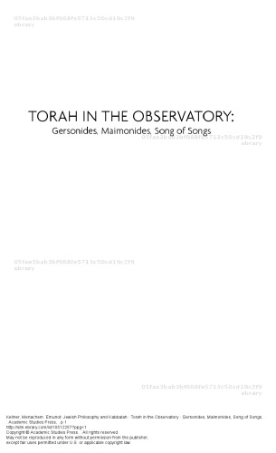 Torah In The Observatory Gersonides Maimonides Song Of Songs Menachem Kellner