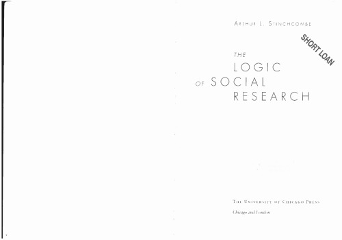 The Logic Of Social Research Arthur L Stinchcombe