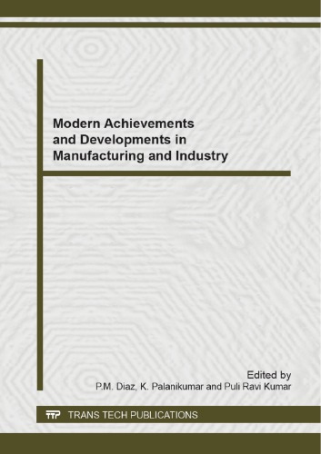 Modern Achievements And Developments In Manufacturing And Industry P M Diaz