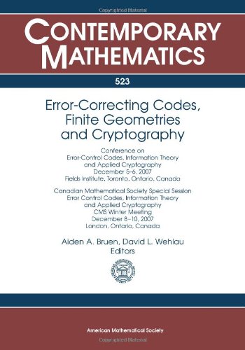 Errorcorrecting Codes Finite Geometries And Cryptography Aiden A Bruen