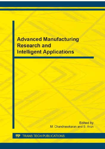 Advanced Manufacturing Research And Intelligent Applications M Chandasekaran