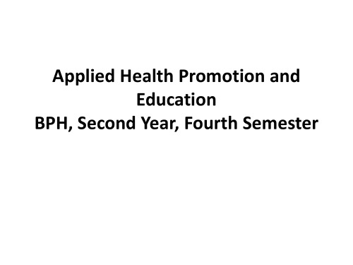 Applied Health Promotion And Education Raj Kumar Subedi