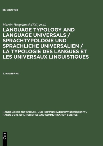 Language Typology And Language Universals An International Handbook Sprachtypologie Und Sprachliche Universalien Ein Internationales Handbuch La Typologie Des Langues Et Les Universaux Linguistiques Manuel International Gerold Ungeheuer Ed