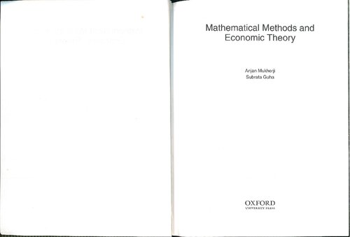 Mathematical Methods And Economic Theory Anjan Mukherji Subrata Guha