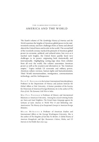 The Cambridge History Of America And The World Volume 4 1945 To The Present David Engerman Max Paul Friedman Melani Mcalister