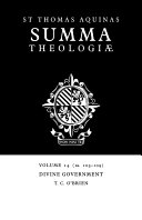 Summa Theologiae Volume 14 Divine Government 1a 103109 Thomas Aquinas T C Obrien