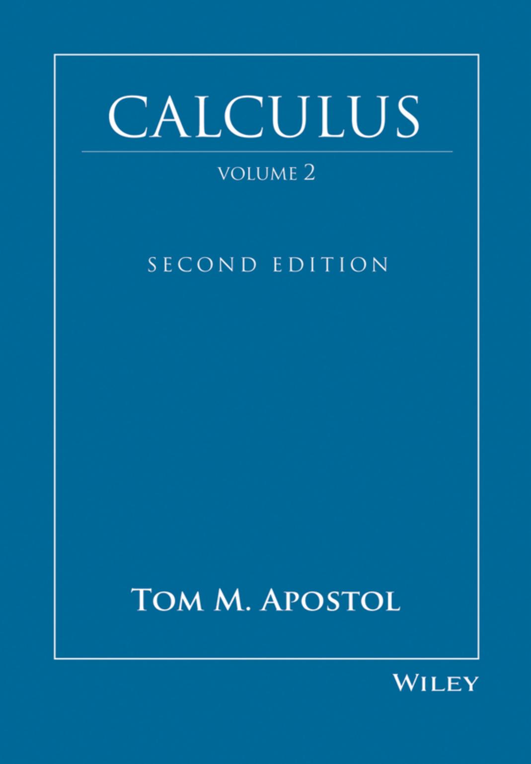 Calculus Volume Ii 2nd Edition Tom M Apostol