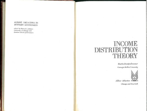Income Distribution Theory Martin Bronfenbrenner