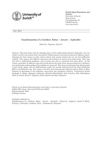 Transformation Of A Goddess Ishtar Astarte Aphrodite David Sugimoto Editor