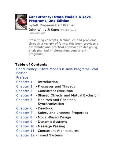 Concurrency State Models Java Programs Jeff Magee Jeff Kramer