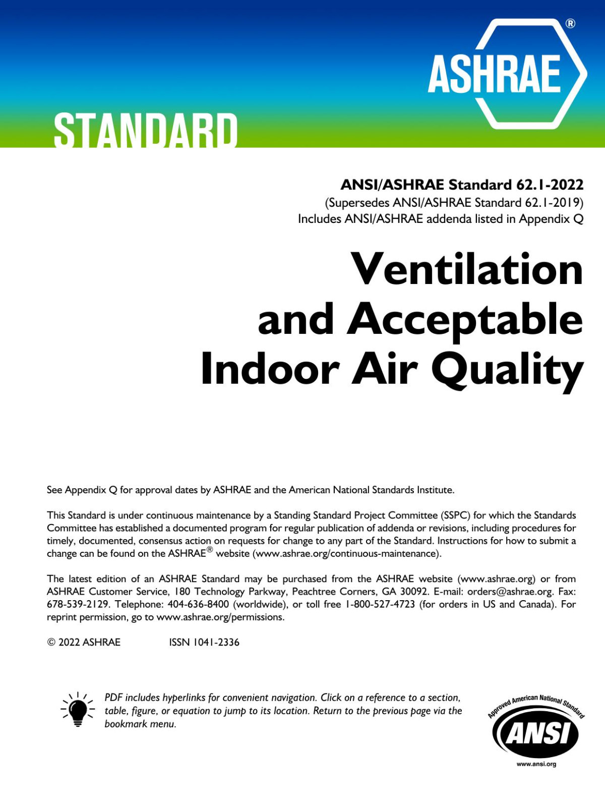Ansiashrae Standard 6212022 Ashrae