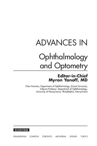 Advances In Ophthalmology And Optometry Myron Yanoff Ed