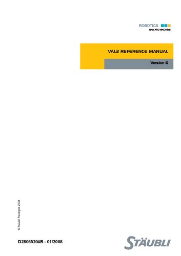 Val3 Reference Manual 6th Edition Stäubli