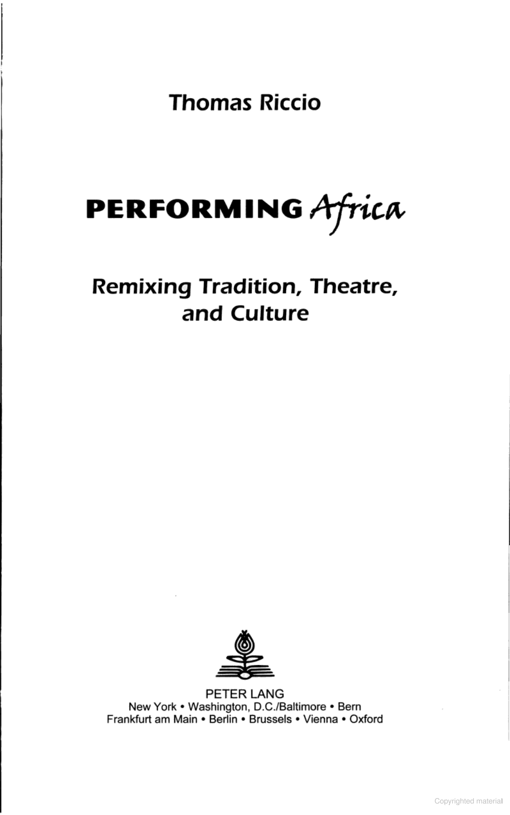 Performing Africa 1st Thomas Riccio