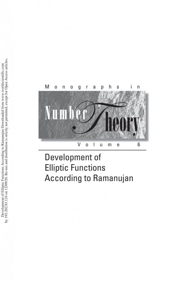 Development Of Elliptic Functions According To Ramanujan K Venkatachaliengar