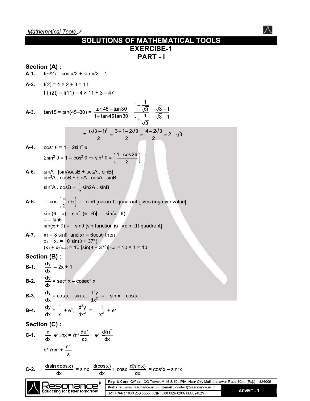 Resonance Solutions Of Mathematical Tools Resonance
