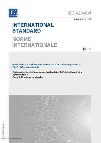 Iec 623681 Audiovideo Information And Communication Technology Equipment Part 1 Safety Requirements Iec 6236812018 30 International Electrotechnical Commission