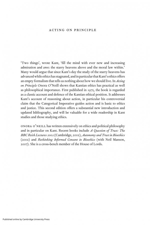Acting On Principle Onora Oneill