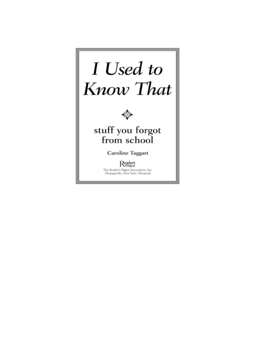 I Used To Know That Stuff You Forgot From School Caroline Taggart