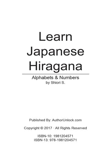 Learn Japanese Hiragana Alphabets Numbers Shiori S