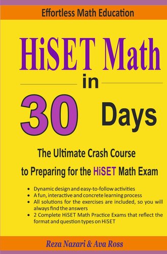 Hiset Math In 30 Days The Ultimate Crash Course To Preparing For The Hiset Math Test Reza Nazari