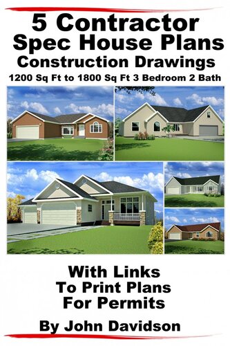 5 Contractor Spec House Plans Blueprints Construction Drawings 1200 Sq Ft To 1800 Sq Ft 3 Bedroom 2 Bath Plans And Blueprintshow To Build No 5 John Davidson