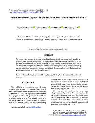 Recent Advances In Physical Enzymatic And Genetic Modifications Of Starches Dhiya Eddine Bensaad