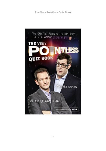 The Very Pointless Quiz Book Alexander Armstrong Richard Osman